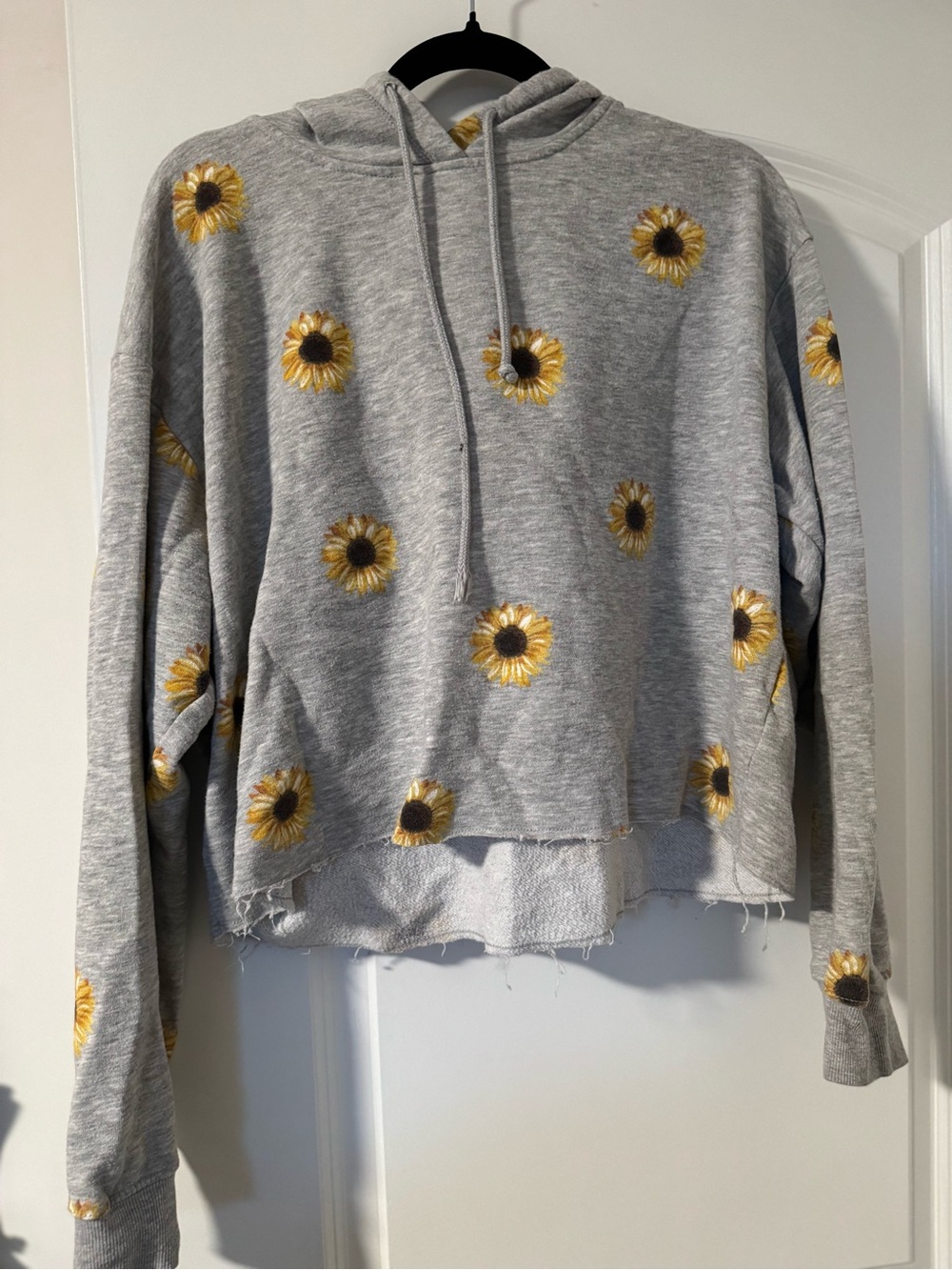 NOBO Gray Hoodie with Yellow Sunflower Print